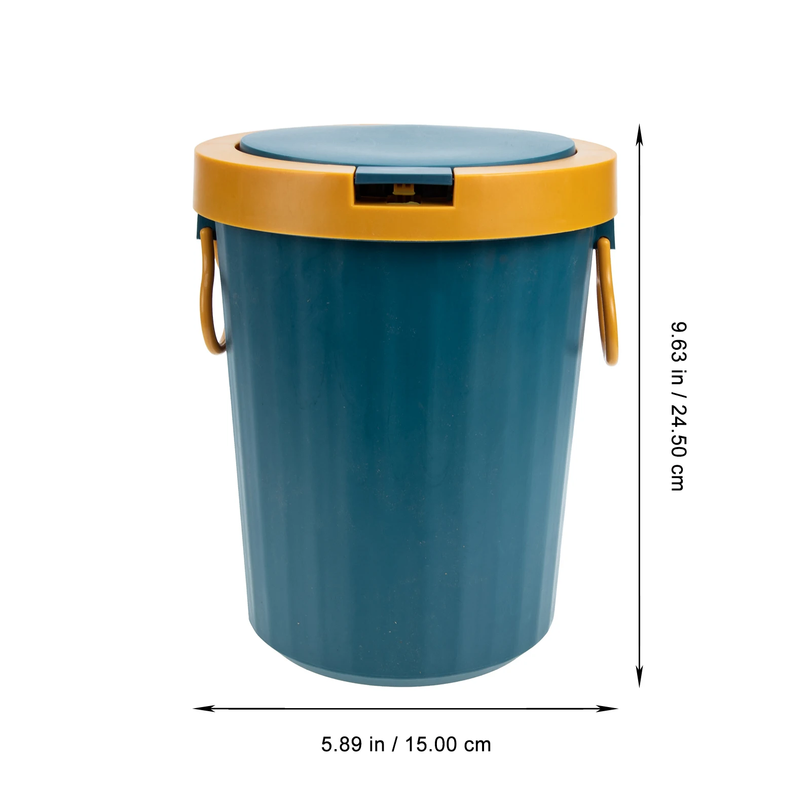 

Plastic Trash Can Lid Kitchen Household Waste Paper Basket Compact Garbage Container Push Type Rubbish Bin for Home Office