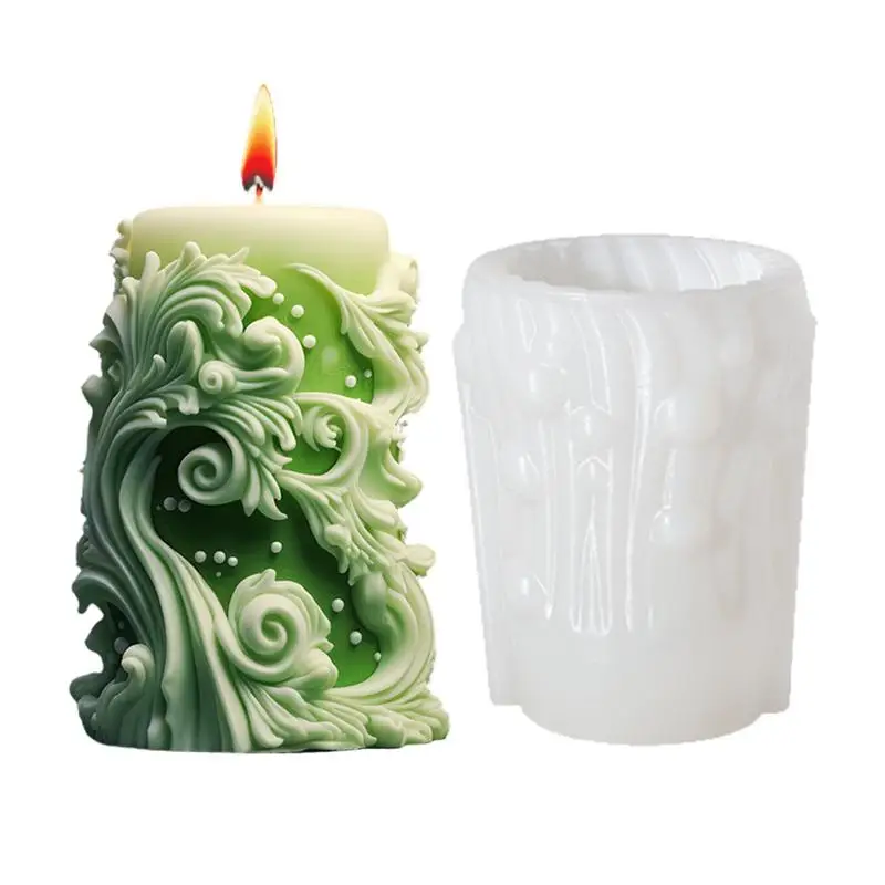 3D Spiral Carved Candle Moulds Pillar Resin Mold Spiral Candle Mold Clay Mold Jewelry Resin Casting Irregular Geometric Twisted