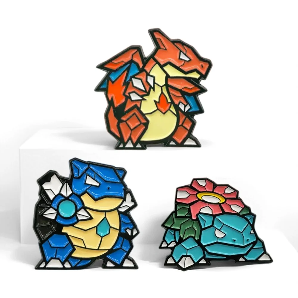 Neue kreative Anime Isekai Monster Starter Brosche Abzeichen Glurak Schiggy Venusaur Emaille Anstecknadeln für Sammler