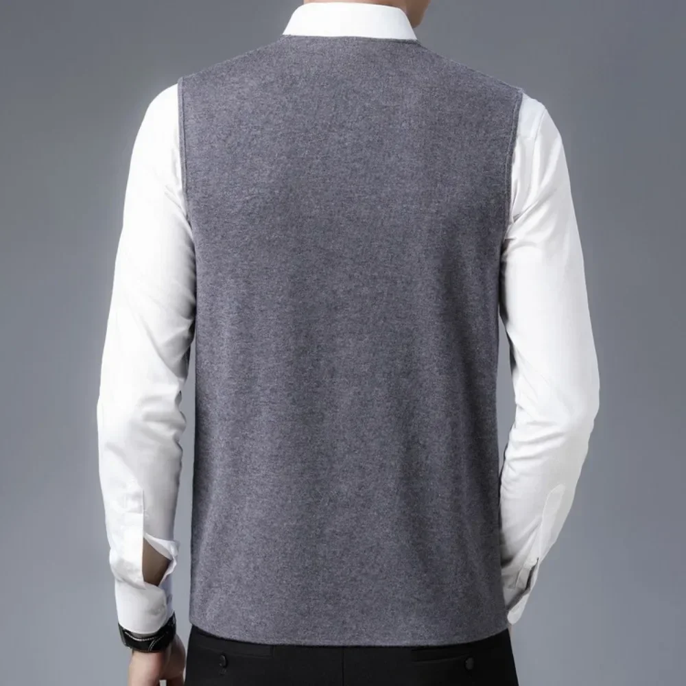 New Men's Business Casual Pullover Wear Warm Sleeveless Sweater Vest Men's Knitted Tops