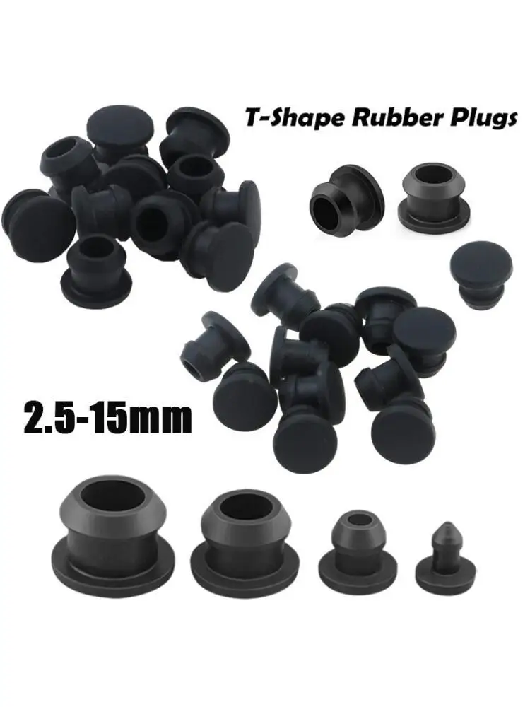 5 ~ 20 Stuks Zwart Conische Snap-on Siliconen Rubber T Type Plug 2.5-15mm Blanking Eindkappen buis Inserts Bung Proof Hoge Temperatuur - afbeelding 2