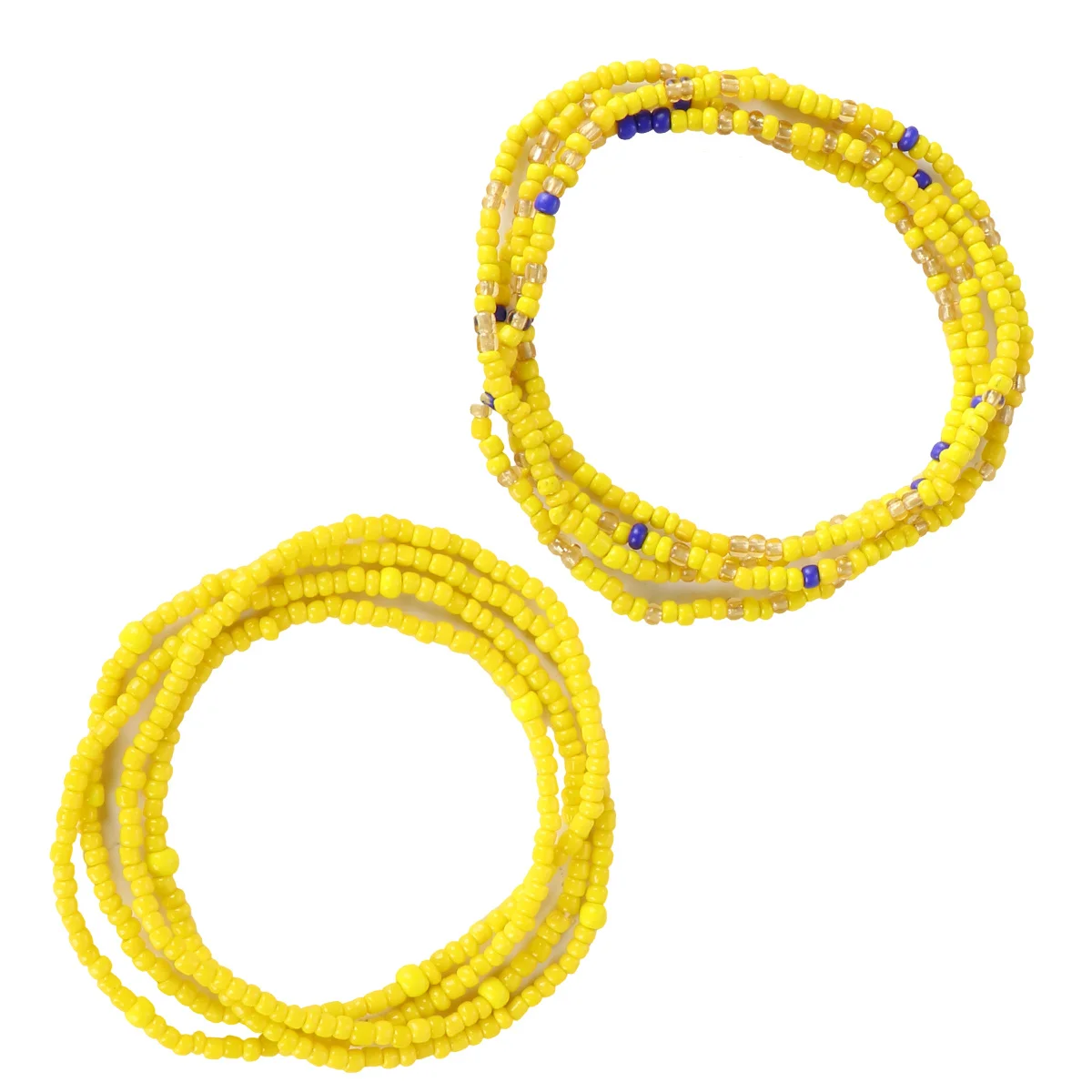 黄色の手作りガラスビーズウエストチェーン、腹部装飾、ウエストジュエリー、旅行、ダンスアクセサリー（女性用）