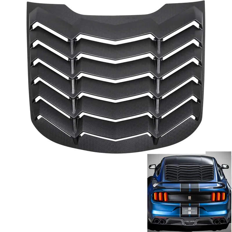 Rear Window Louvers Fit for Ford Mustang 2015-2023 Windshield Sun Shade Cover in GT Lambo Style ABS Matte Black