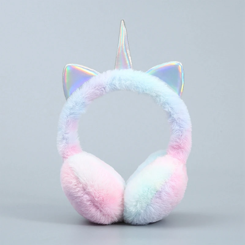 Cute Unicorn Earmuffs Ear Muffs Women Kids Lovely Cat Ears Warmer Plush Headband Fur Headphones Winter Cycling Fluffy Earflap