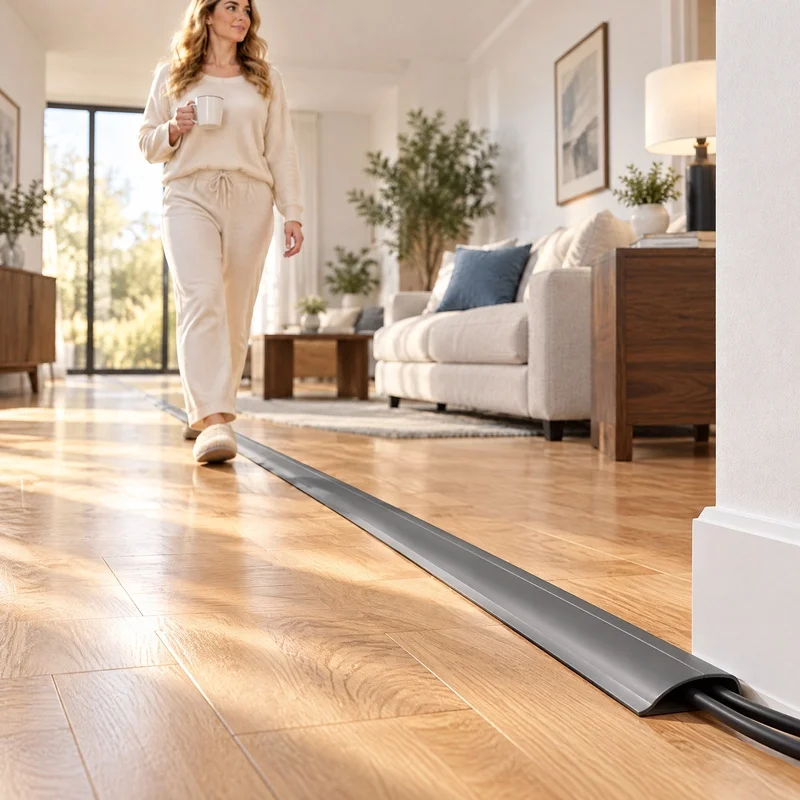 Ground wire trench Self-adhesive and flexible PVC Hidden power cord to prevent tripping Living room and office floor with expose