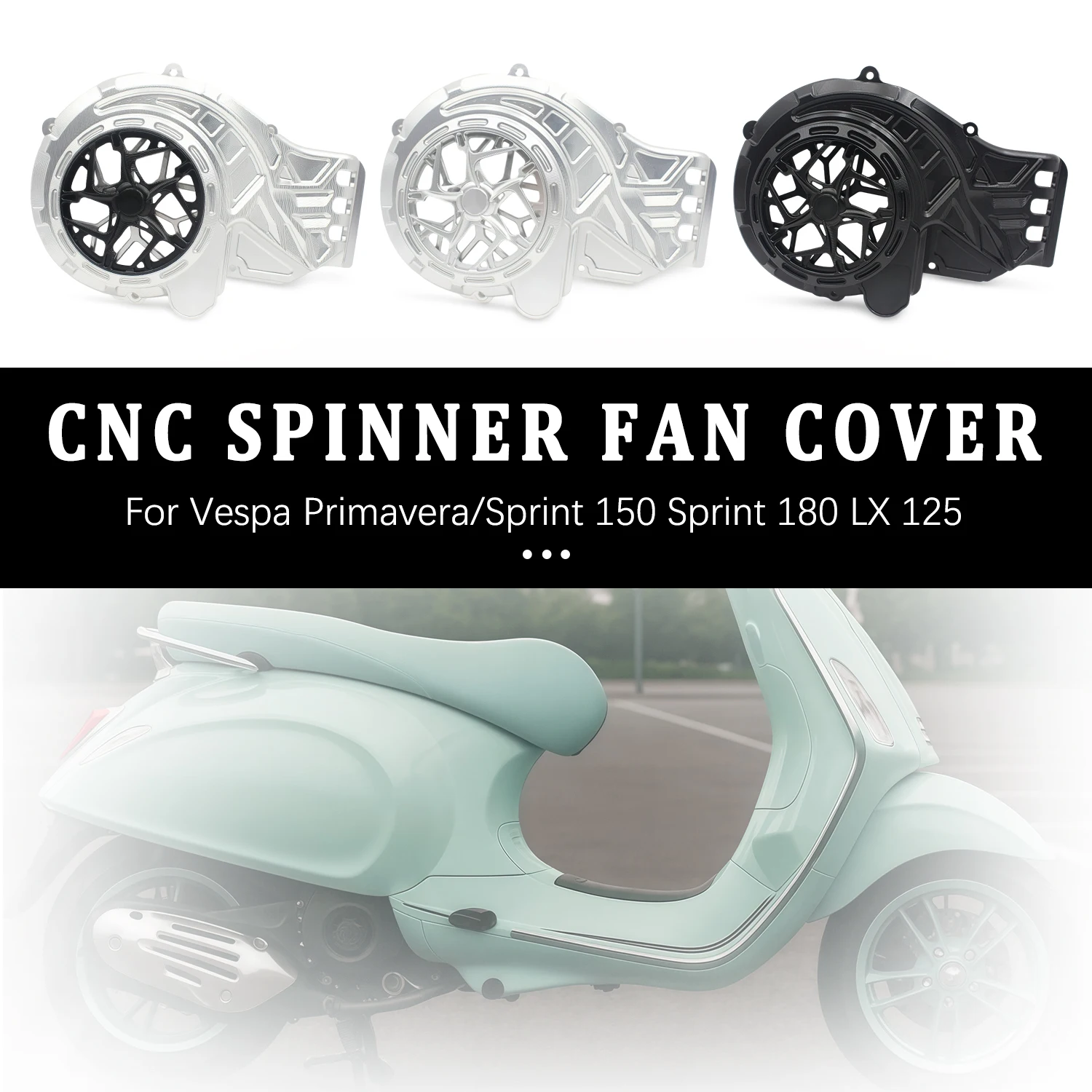 Scooter Rotatable Engine Side Fan Cover Protector Cooling Fan Housing For Vespa Primavera Sprint 150 180 LX125 Accessories
