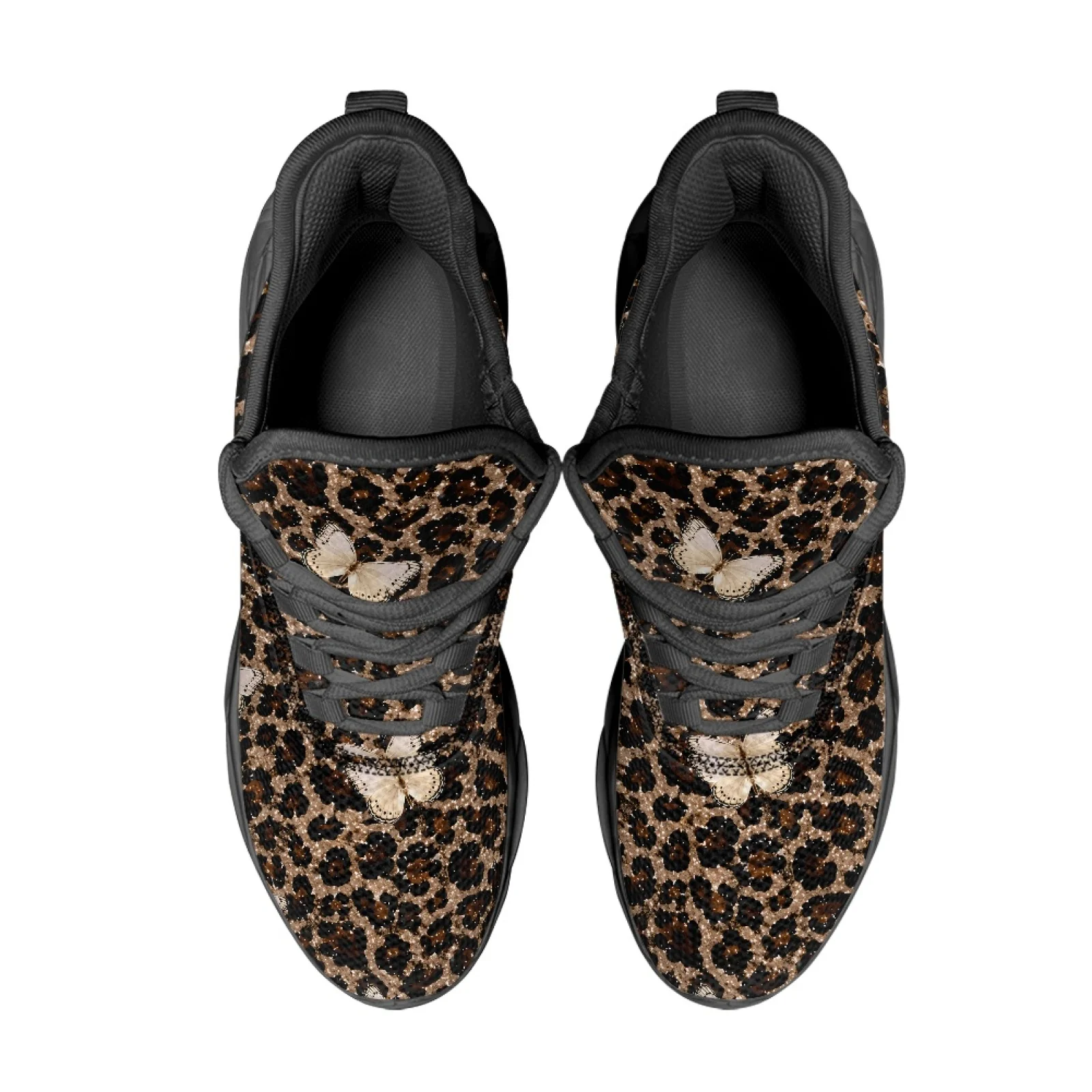 PENSTROLL Leopard Butterfly Print Men’s Athletic Shoes, Lightweight Breathable Running Shoes for Gym and Daily Sports