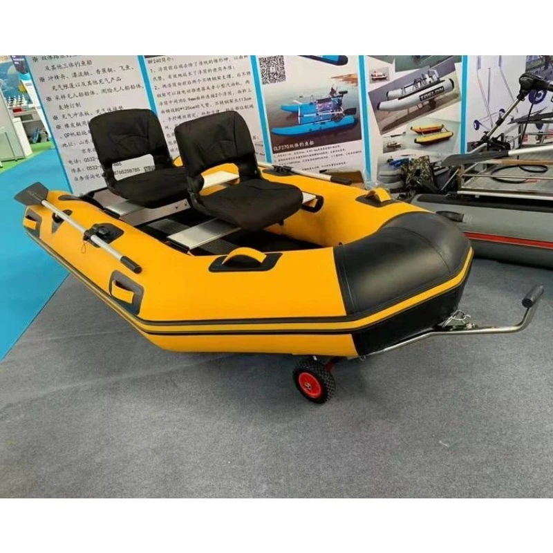 PVC Material Inflatable Boat with Air Floor and Transom Wheel Trailer