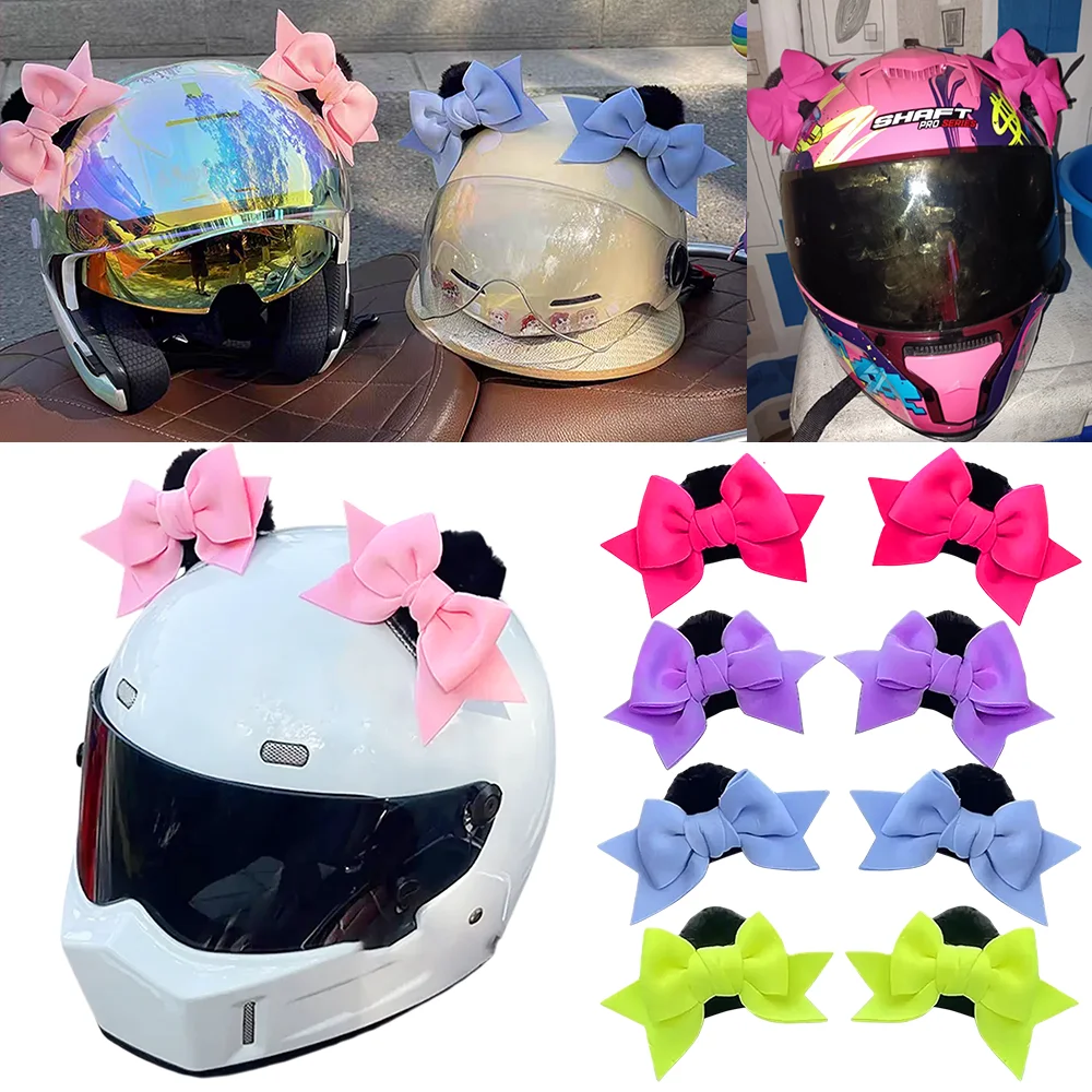 

1Pair Cat Ear Bow Helmet Decor Plush Motorcycle Helmet Accessories Detachable Cute Helmet Ornament Cruise Vehicle Upgrade Part