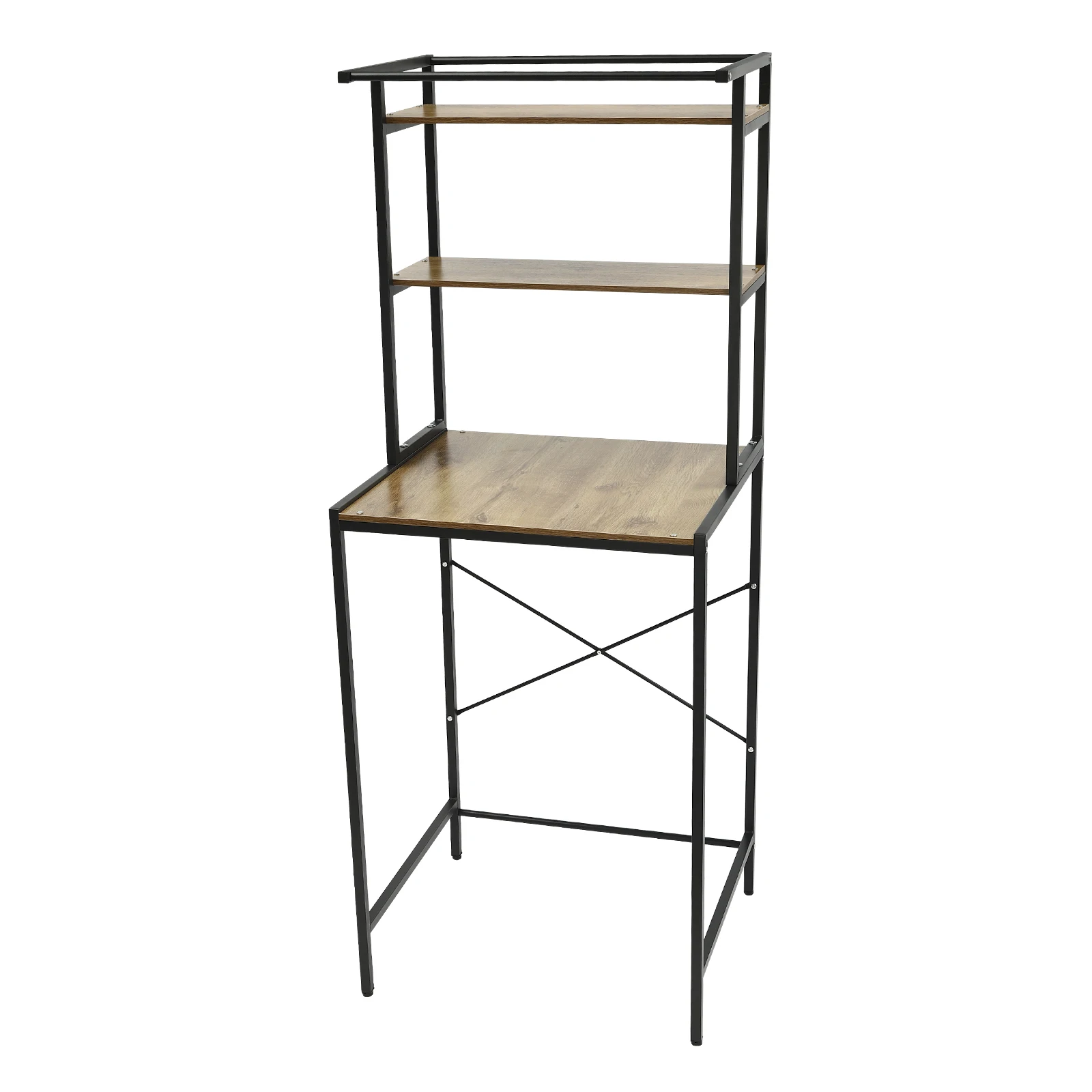 

Industrial Shelves with X-Support, MDF Countertop, 3-Tier Storage, 22lbs Capacity for Organizing Bathroom, Kitchen, Laundry