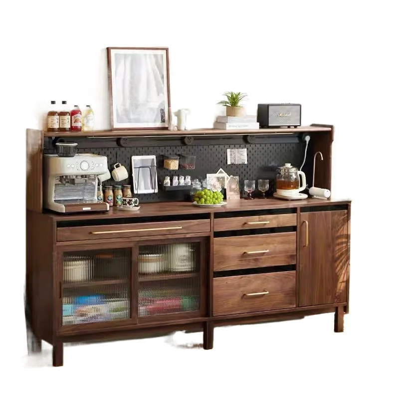 

North American black walnut solid wood dining side against the wall integrated living room high cabinet storage locker wine