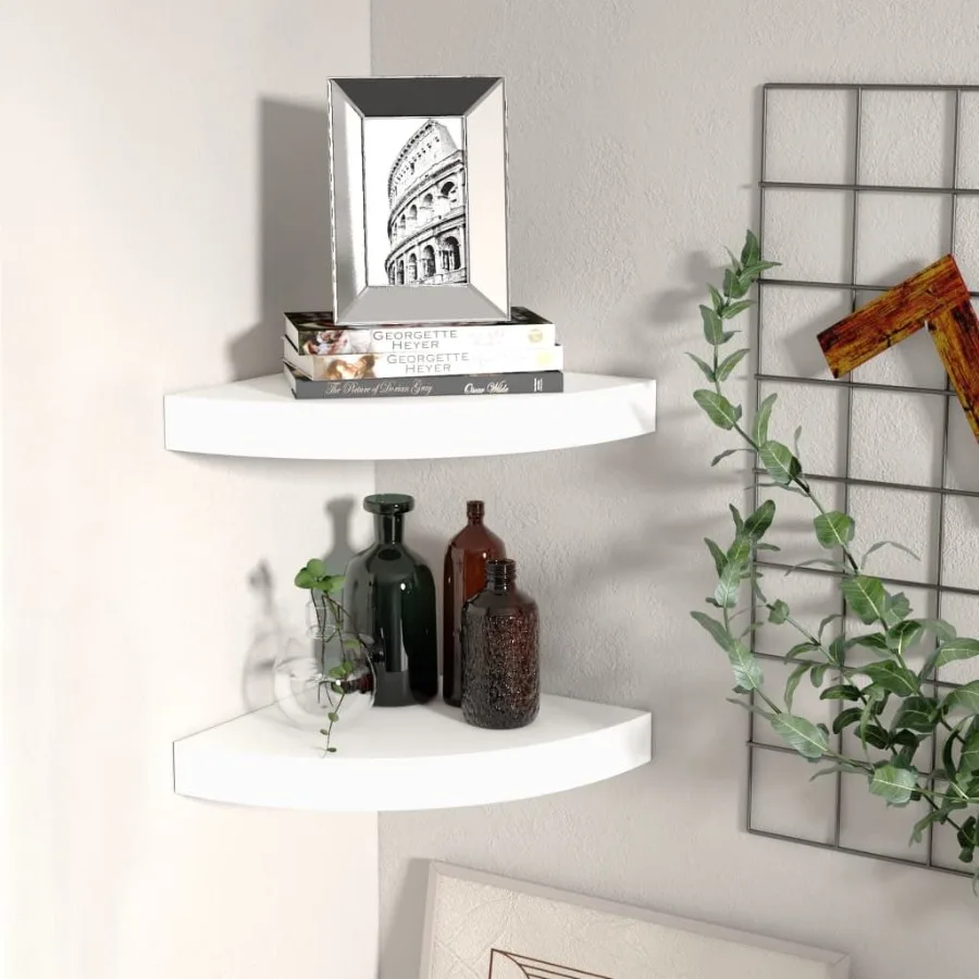 

Floating Corner Shelves 2 pcs White 9.8x9.8x1.5 MDF