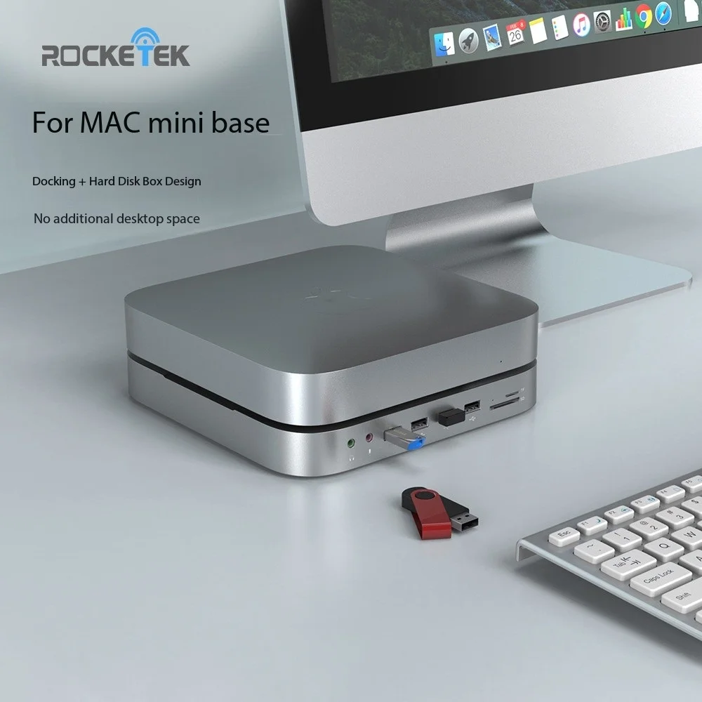 Rocketek 13 in 1 Base HUB for mac mini Base Docking Station HUB Built-in Hard Drive Box Station USB3.0 adapter