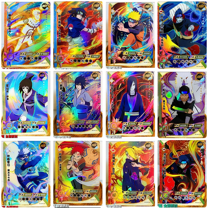 Kayou Naruto Ssr Rare Card Sasuke Kakashi Anime Characters Bronzing Collection Flash Card Christmas Gift Board Game Toy Card