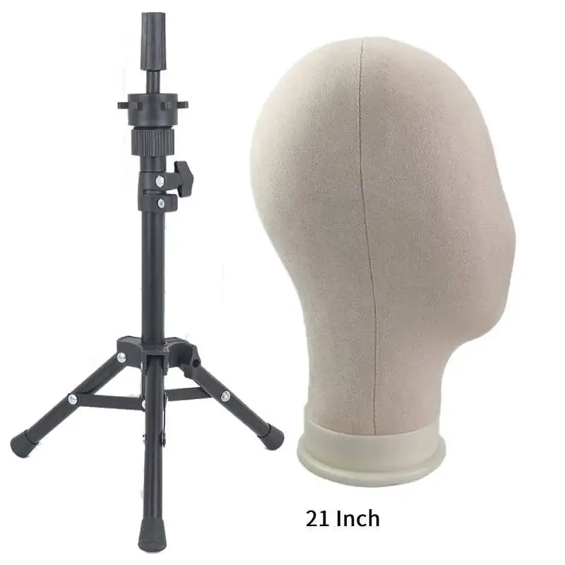 Mini Wig Stand Adjustable Tripod Mannequin Head Canvas Block Head Mannequin Head Wig Head Training Display Styling Manikin Head