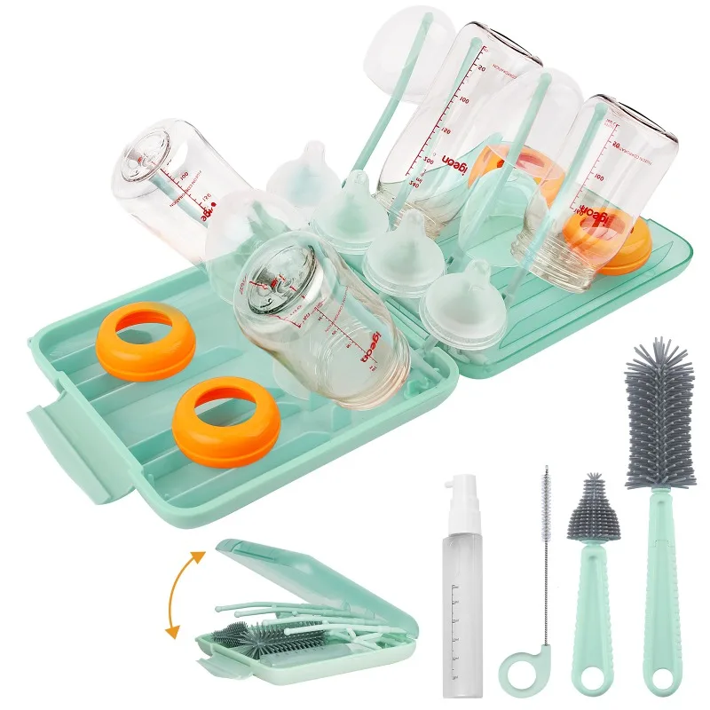 Portable bottle brush set, newborn silicone, high temperature cleaning brush, pacifier straw brush 6 pieces