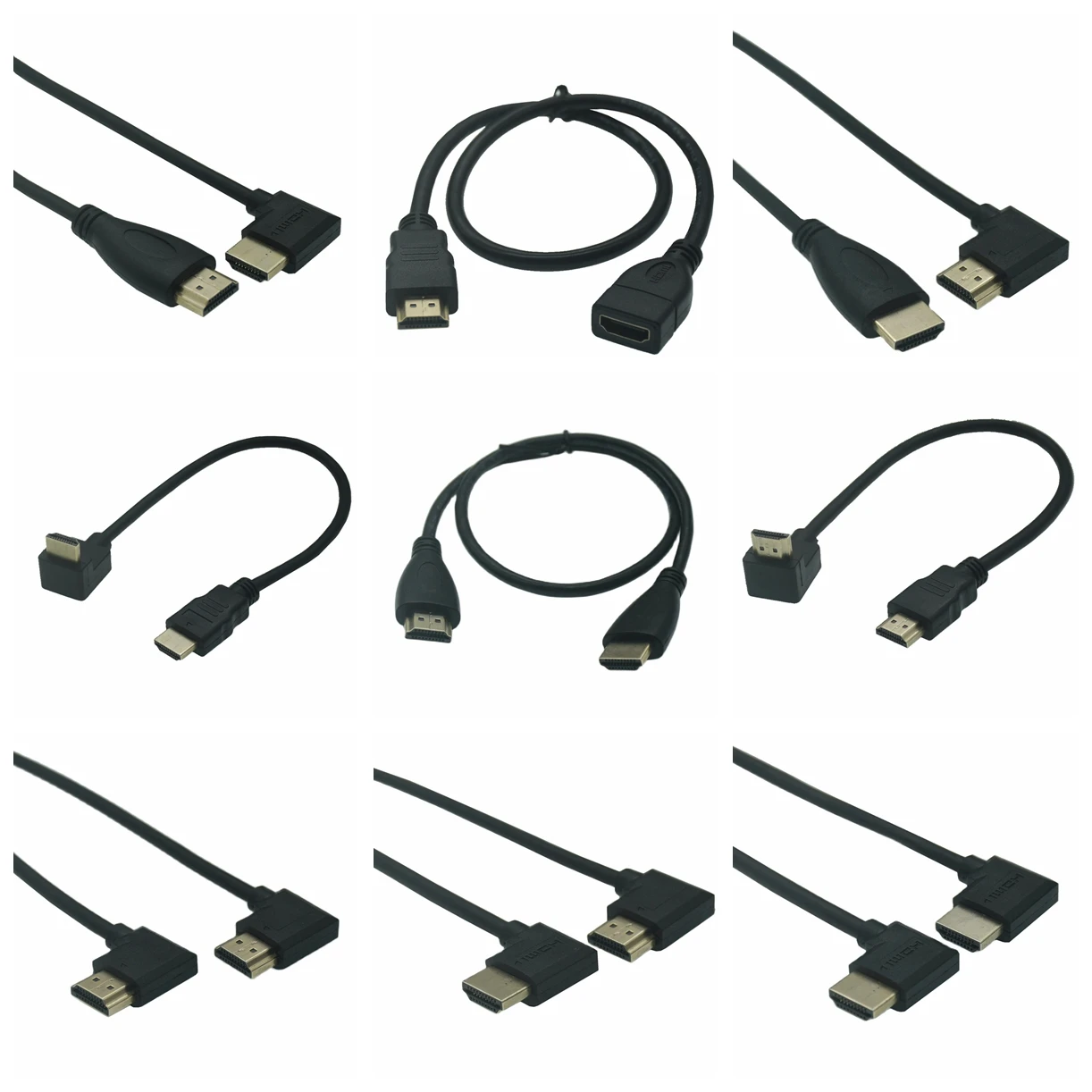 15cm 30cm 50CM 1.5m  Dual HDTV HD Male to Female Converter Up Down Right Left Angled Adapter HDTV Cable for DVD PS3 PC TV