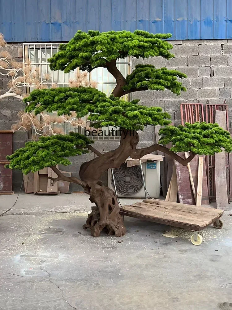 

A48 Artificial Greeting Pine Pine Tree New Chinese Style Decoration Fake Trees Decoration Large Window Landscape