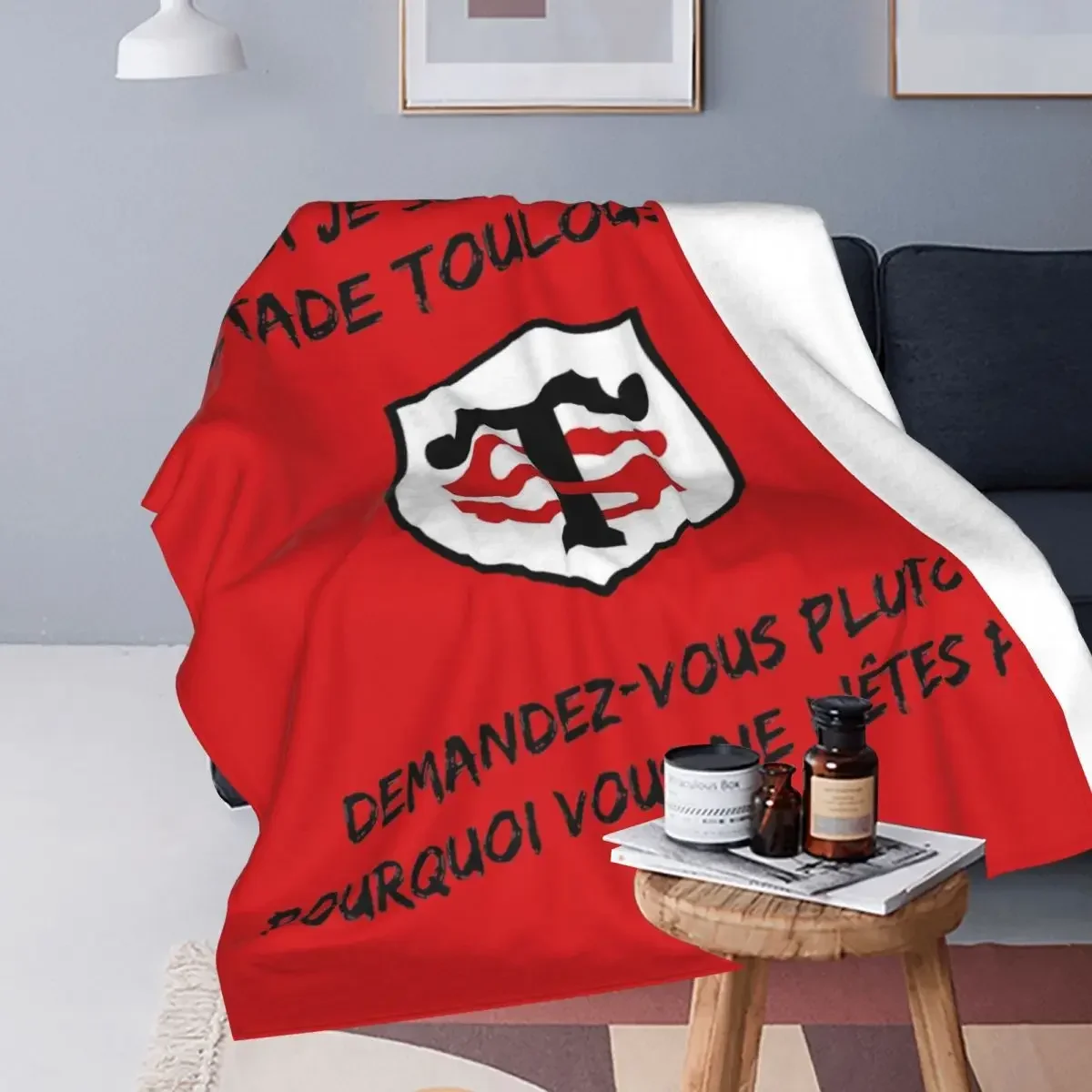 Sentence Stade Toulousain Blanket Fleece All Season Rugby Club Breathable Ultra-Soft Throw Blanket for Home Couch Bedspreads