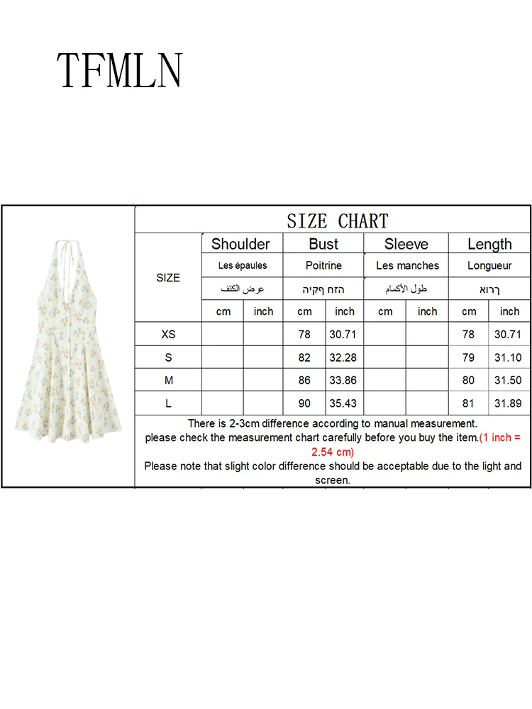TFMLN 2023 Zomer Vrouwen Bloemenprint Halter Jurk Zoete Dames Single Breasted Party A-lijn Jurk Mode Causale Backless Jurk