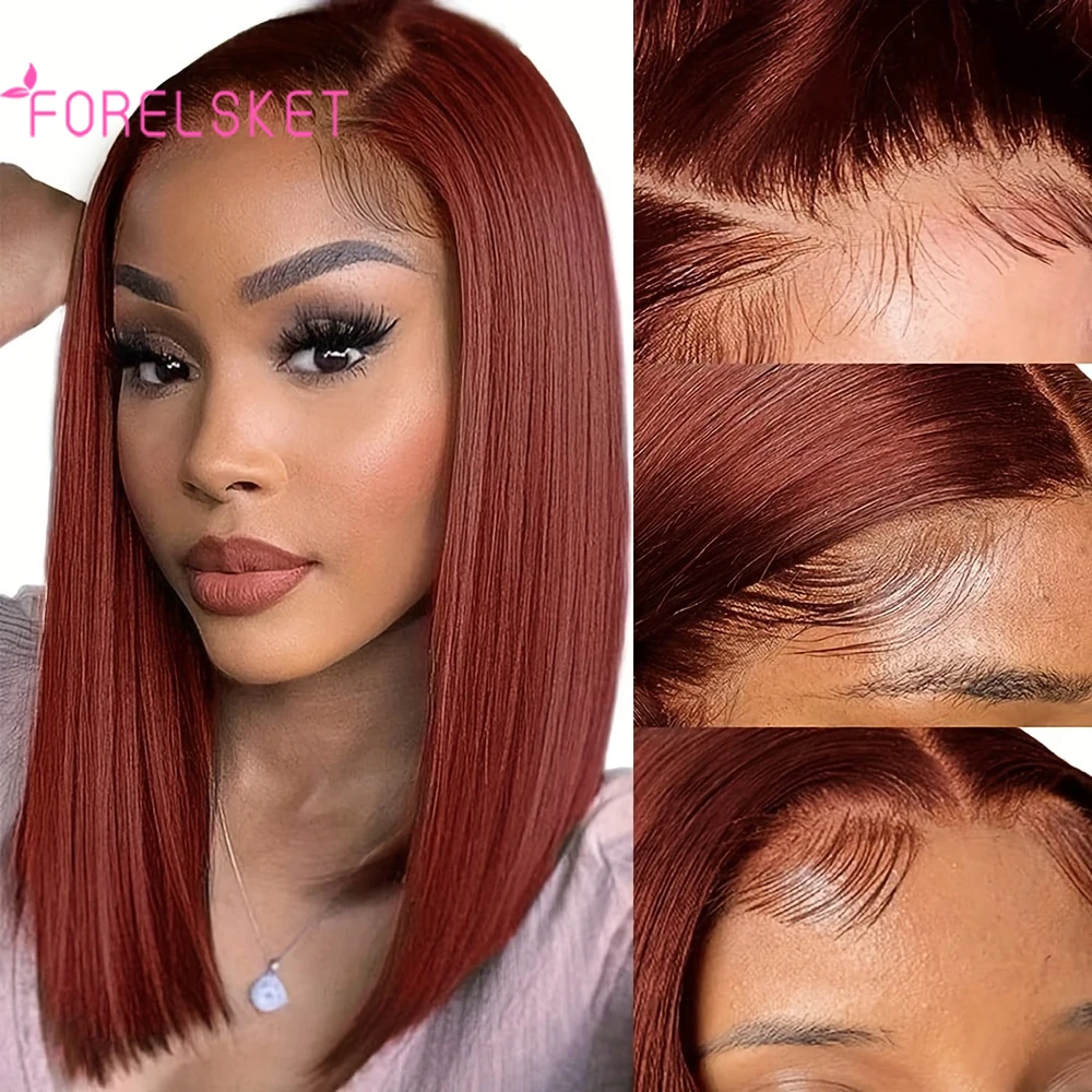 

Highlight P4/27 Bob Wigs Brazilian Straight 13x4 Lace Front Bob Wig Sleek Remy Human Hair Wigs 150% Density Orange Color,Blonde