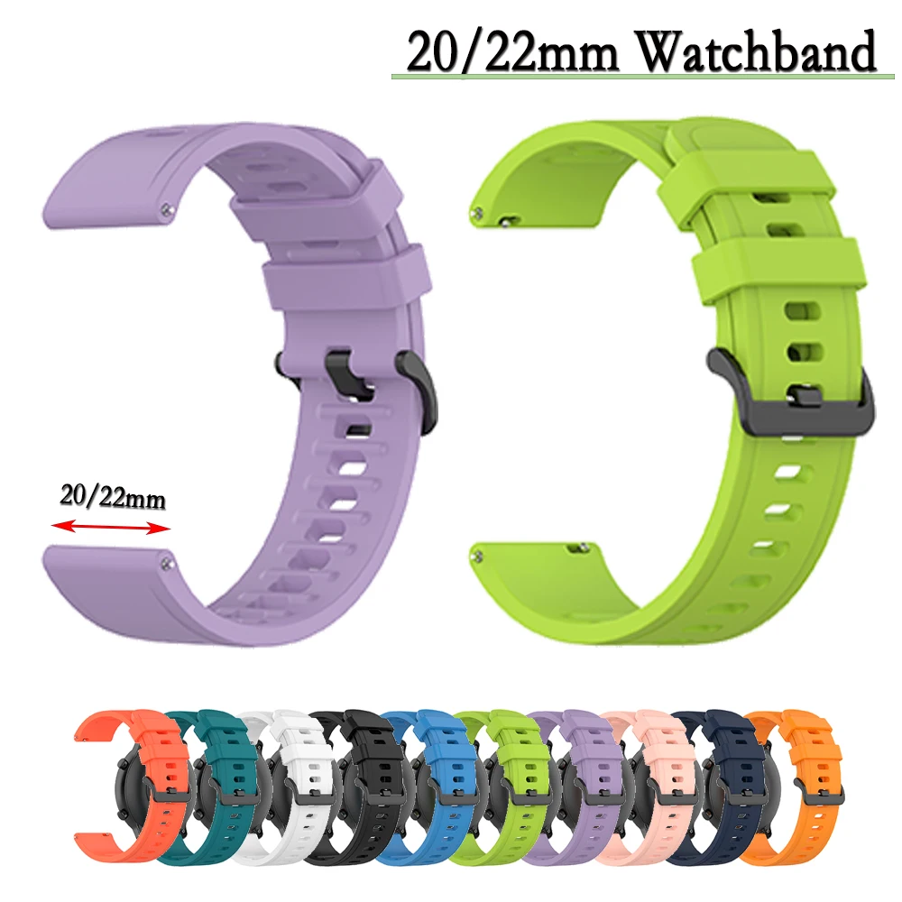 20/22mm Universal Strap For Huawei Watch GT4 46mm Silicone Watchband For Samsung Galaxy Gear s3/s2 | Huami Amazfit GTR 42/47mm