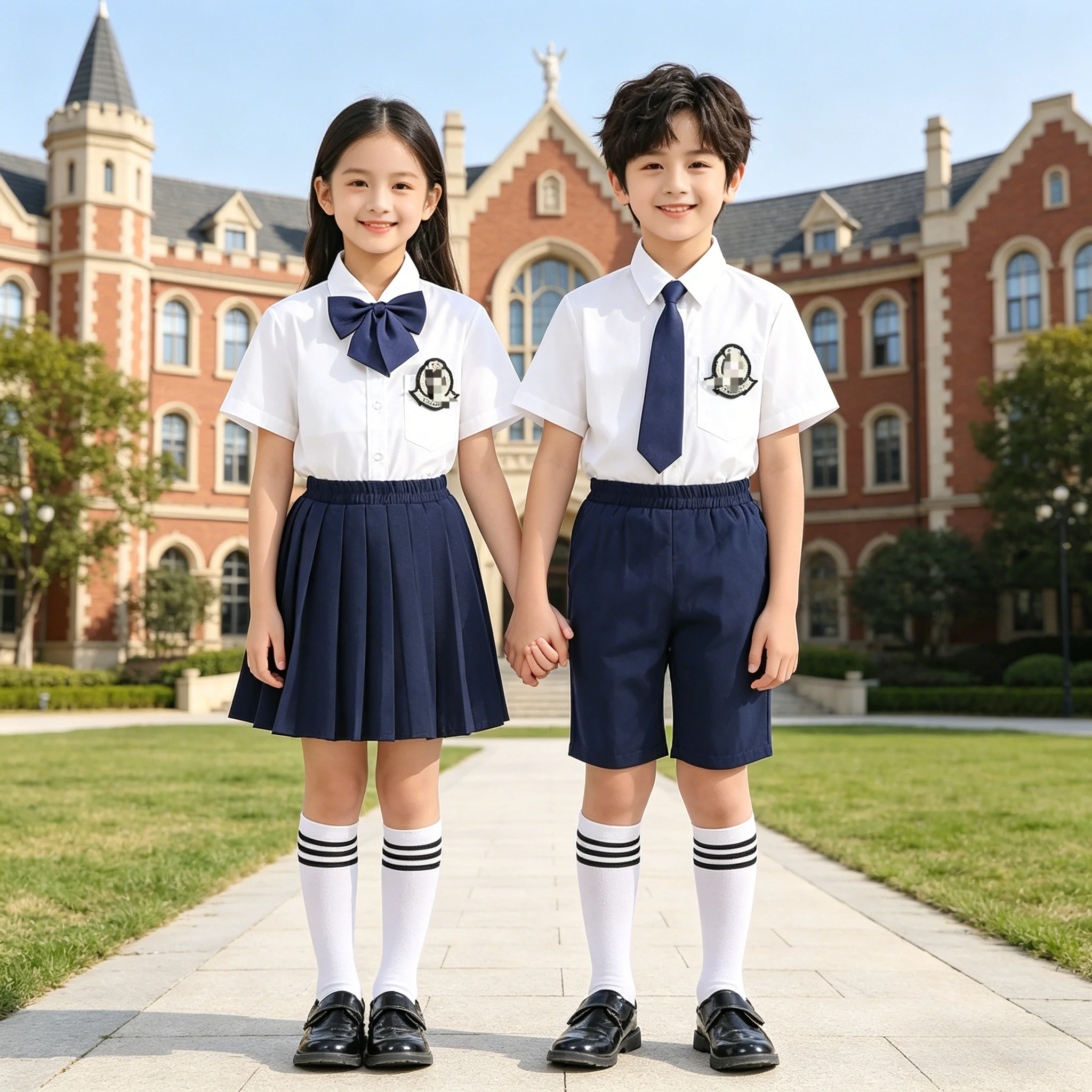 

Thai Preppy Style Summer School Uniform Set For Kids, Perfect For Graduation, Stage Performance And Daily Casual Campus Wear
