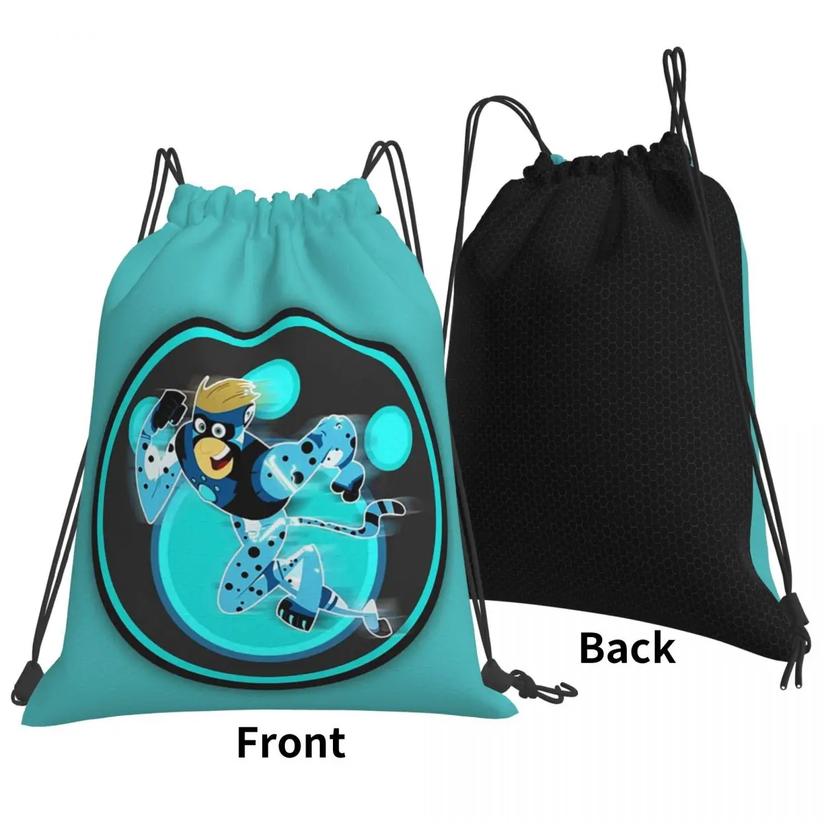Wild Kratts Blue Color Backpacks Casual Drawstring Bags Sports Bag Book Bags for Travel Students