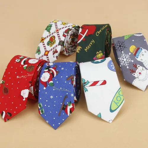 Corbata navideña para hombre, corbatas ajustadas de algodón con estampado de copo de nieve, patrón profesional, 6cm, gran oferta, novedad
