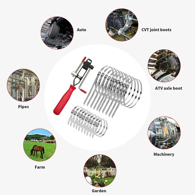 CV Joint Crimp Clamp Plier CV Boot Clamps Car Joint Binding Trunk Axle Clamp Tool Repair Tool With 200 Boot Band Clamps