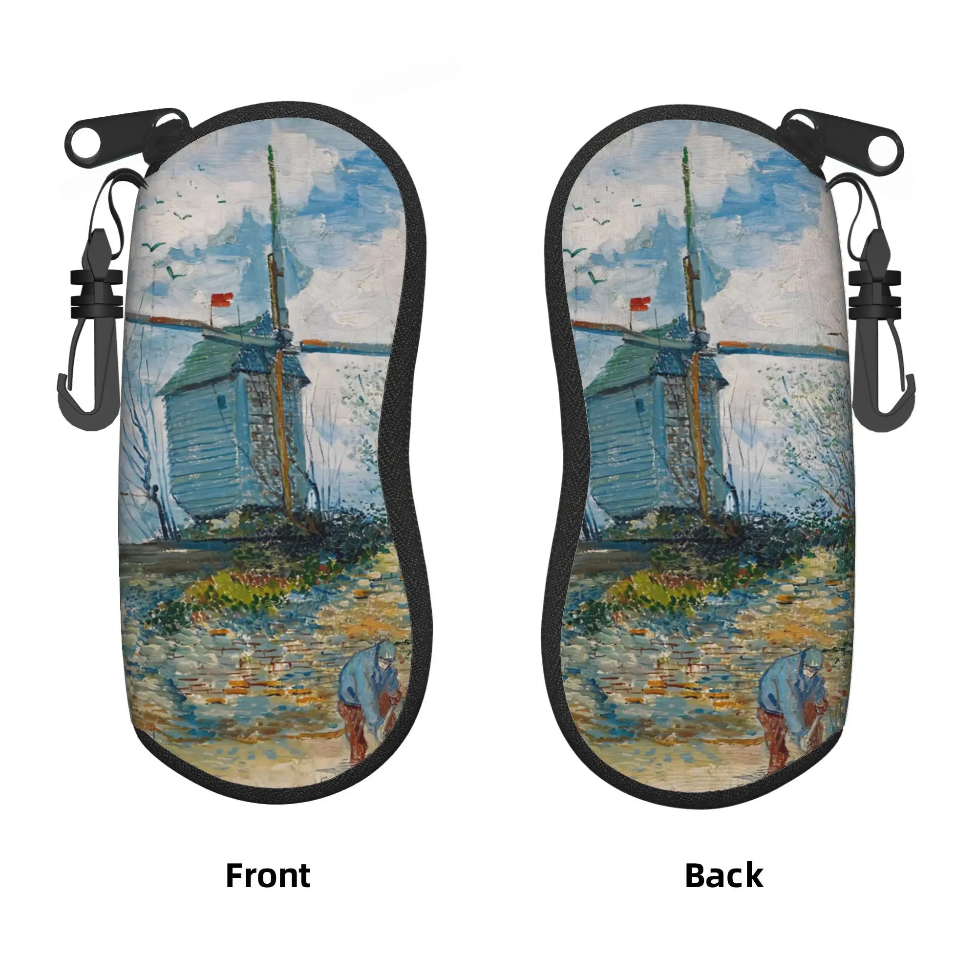 Van Gogh The Mill of the Galette Glasses Case  Zipper Sunglasses Case Vintage Daily Eyeglass Protector Men Women Eyewear Bag