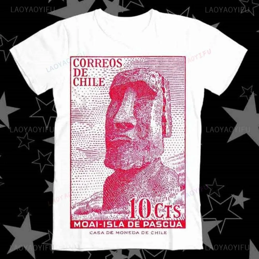 1965 CHILE Isla de Pascua Moai sello postal Modal camiseta disfraces Retro sentido artístico impresiones peculiares e individuales