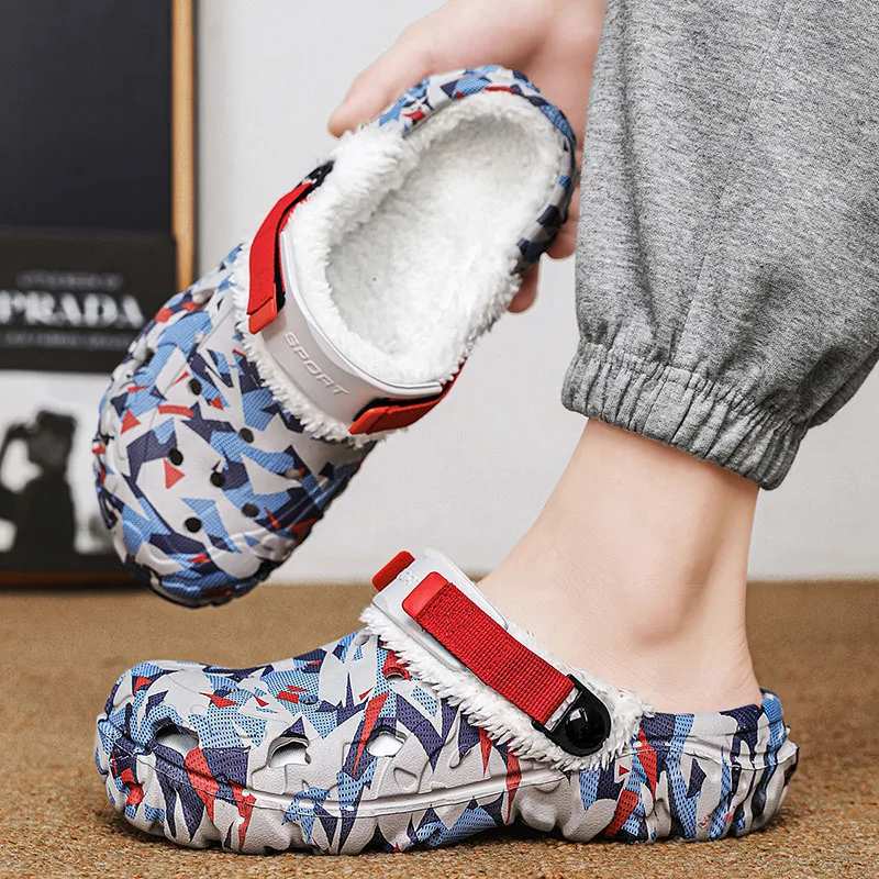 YRZL شبشب رجالي قباقيب الشتاء الدافئة فروي أفخم إيفا الشرائح لينة مريحة عدم الانزلاق شبشب منزل حذاء كاجوال للرجل