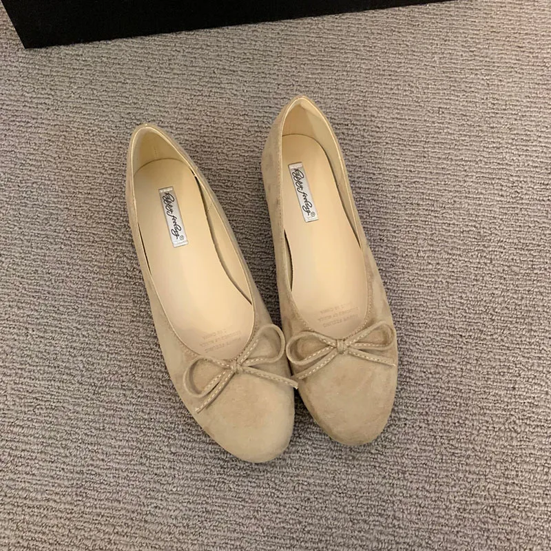 Weiche, modische Damen-Flats mit runder Zehenpartie, flache Schuhe mit Schleifenknoten, elegante Ballerinas für Damen, Slip-On-Schuhe, neu für Frühling und Herbst. – Detail 9