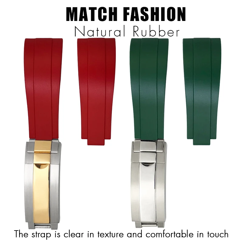 18mm 19mm 20mm 21mm Natural Rubber Watchband for Rolex Datejust Deepsea GMT Oyester Daytona Yacht Master SEIKO Tudor Watch Strap