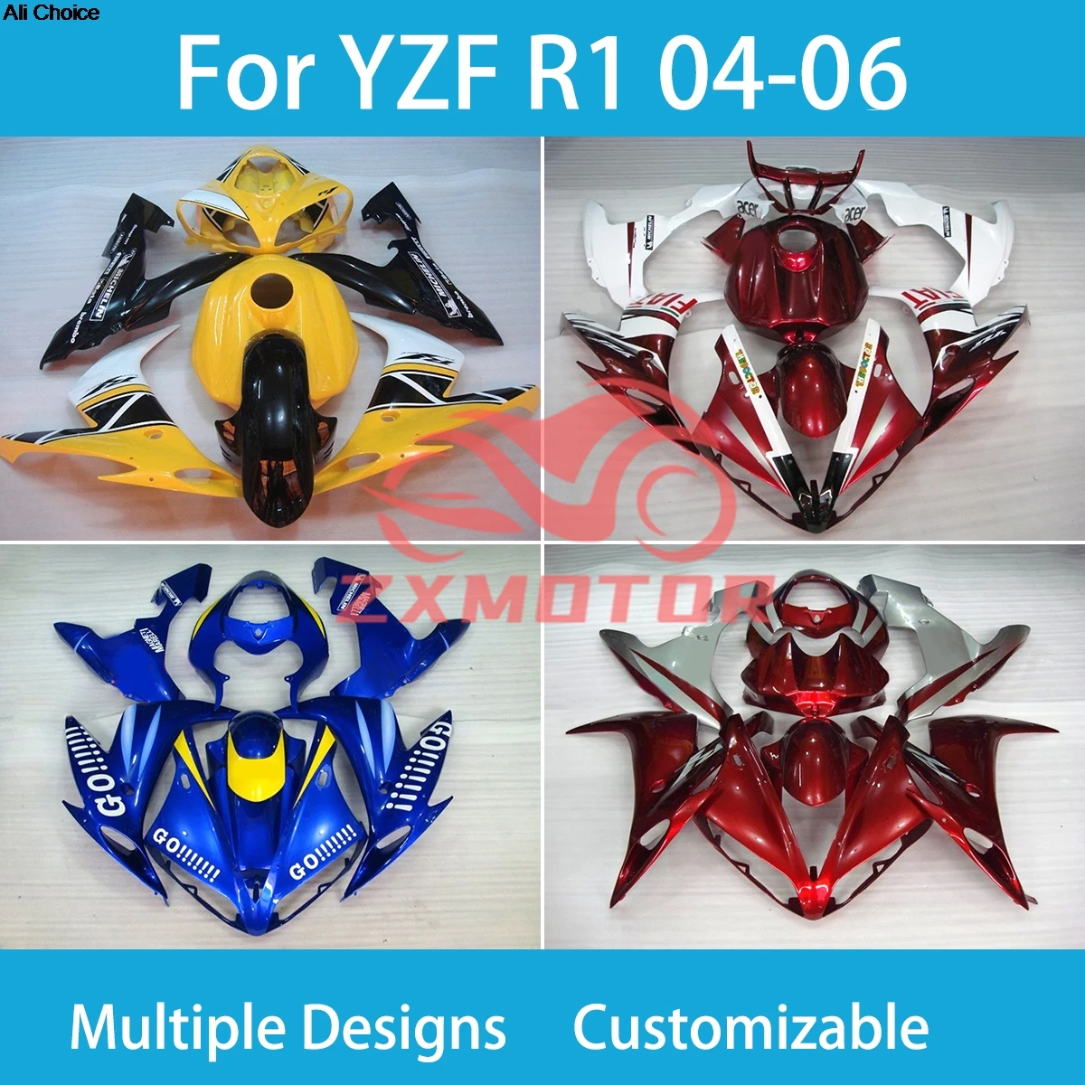 

Полный комплект обтекателей для Yamaha YZF R1 04 05 06 R 1 2004 2005 2006, пластиковый комплект обтекателя для мотоцикла послеработки, крутые детали кузова