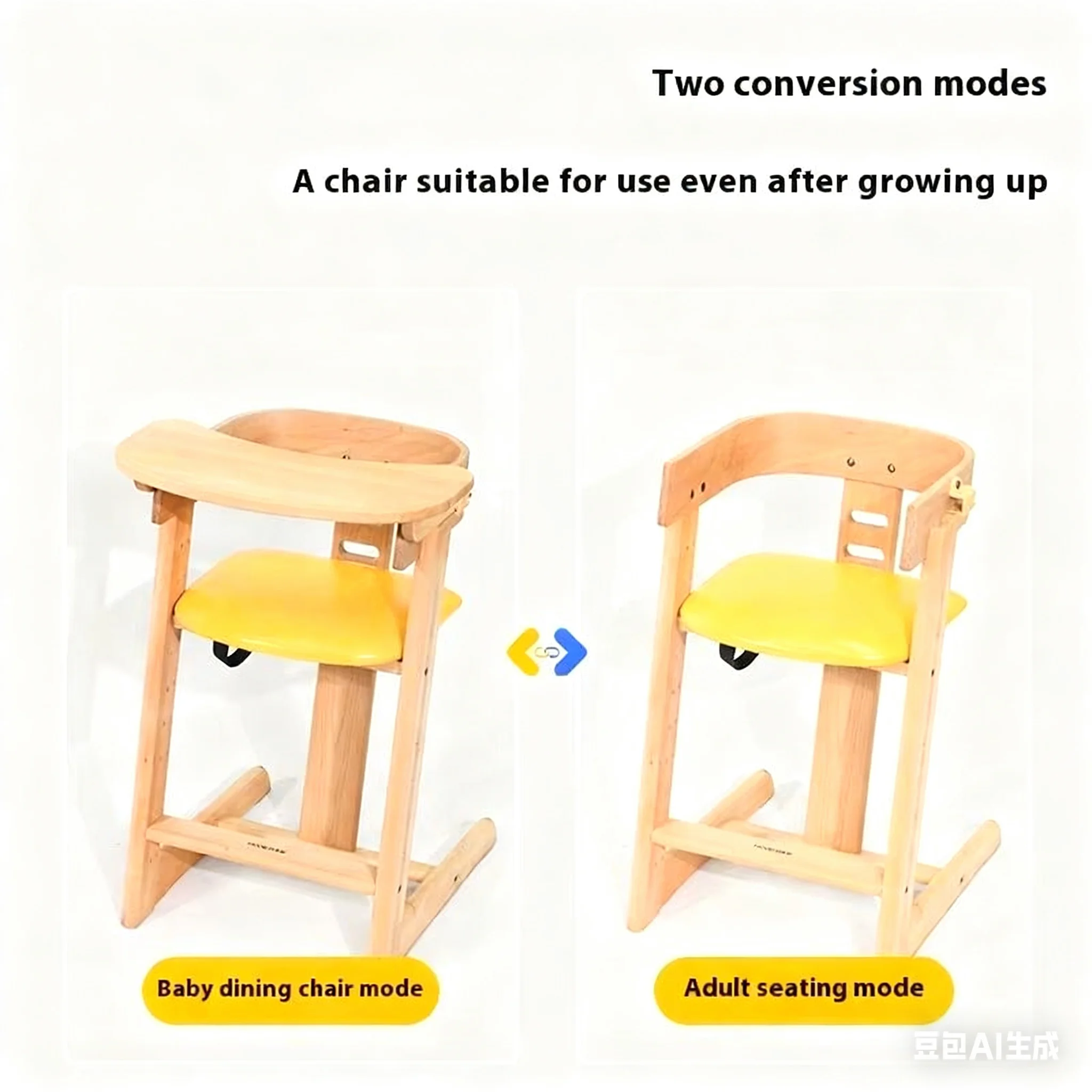 كرسي طعام للأطفال من خشب الزان الصلب الاسكندنافي كرسي طعام للأطفال مع ميزة الرفع ألعاب الأثاث #5