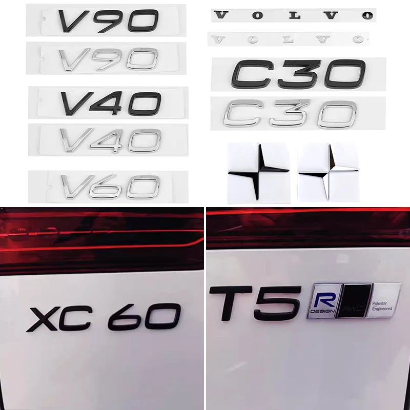 1PCS Metal Letter For Volvo XC40 XC60 XC90 C30 S40 S60 S80 S80L S90 V40 V60 V90 T6 T3 W4 T5 T8 AWD B5 V8 Edge Auto Accessories