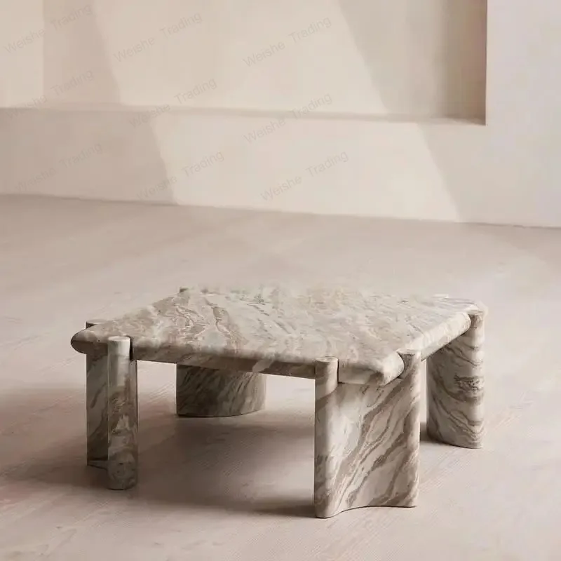 Modern Minimalist Marble Coffee Table, Creative Luxury Design Natural Stone, Heat & Scratch Resistant