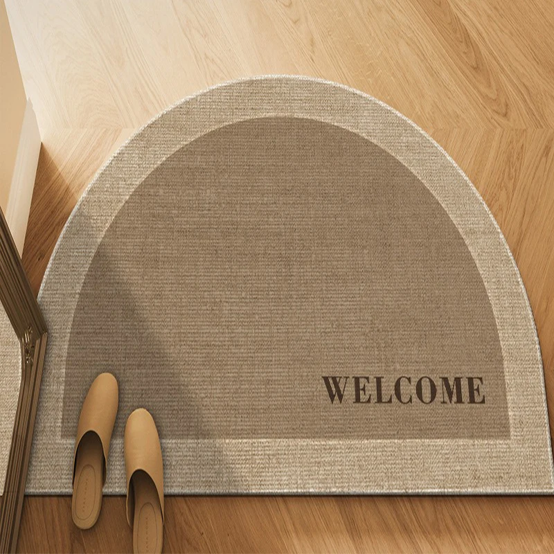 Entrance Door Mat Simple Linen Color Decor Door Entry Mats Outdoor Carpet Home Floor Mat Semi-circular Rug Tapete Entrada 도어매트