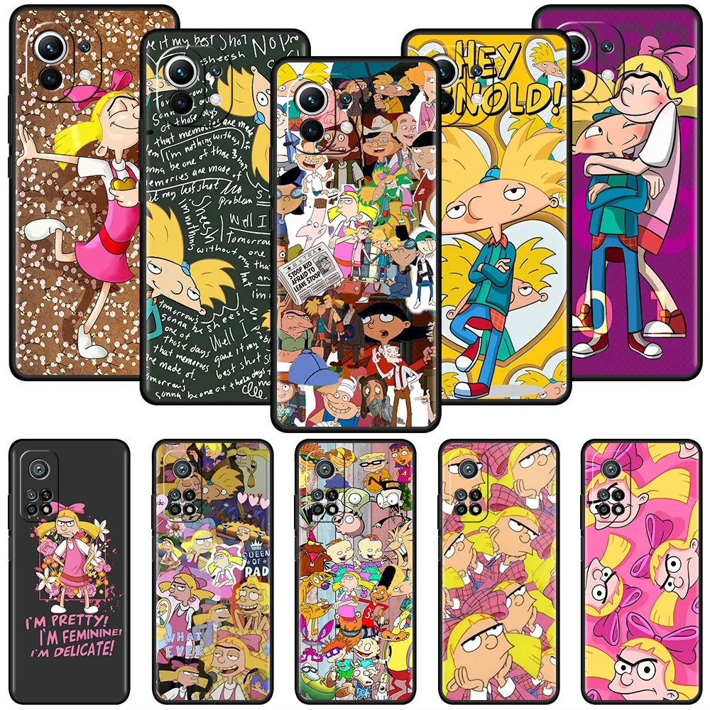 Silicone Case For Xiaomi Mi 12 11 Lite 11T 12S Ultra Note 10Lite Cover 9 10T 9T Pro Phone Black Fundas Hey Arnolds Cartoon