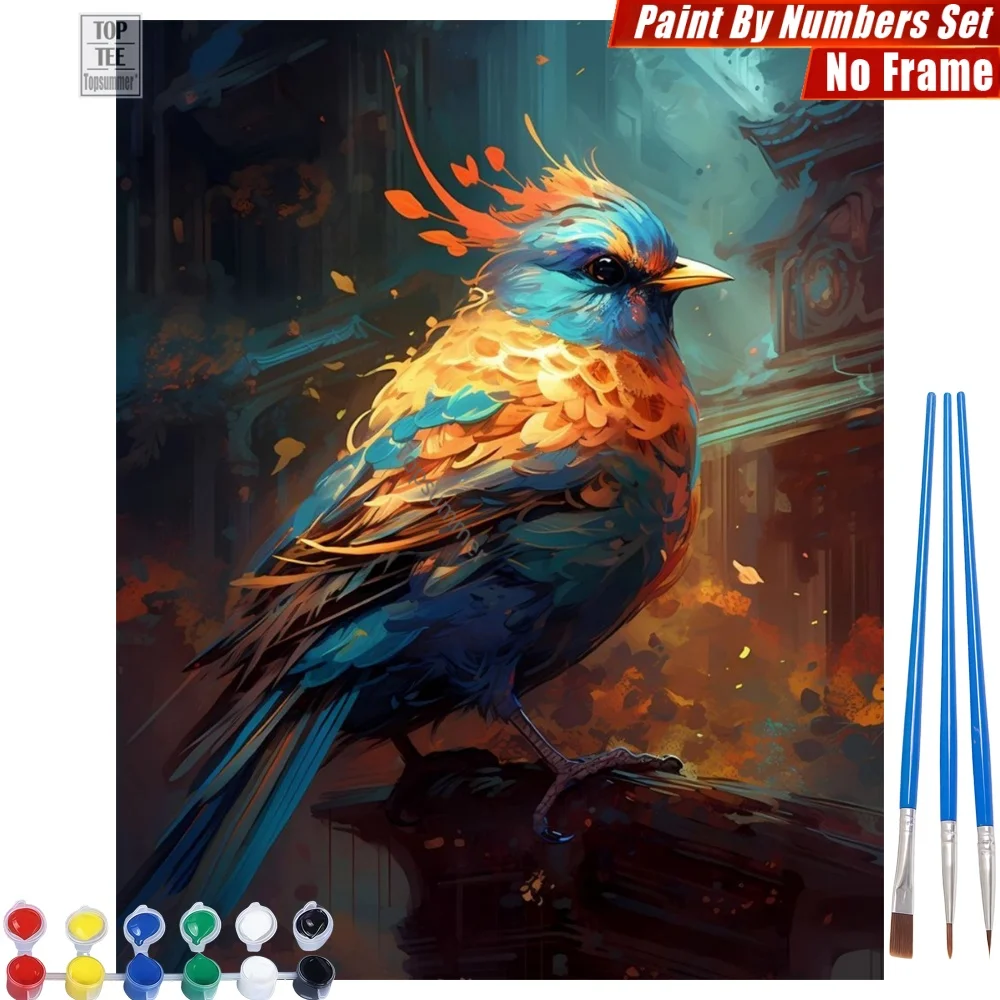 

Набор для цифровой живописи маслом Vivid City Bird DIY - синий, оранжевый, желтый, декор для дома и спальни, подарок на Хэллоуин для любителей наблюдать за птицами