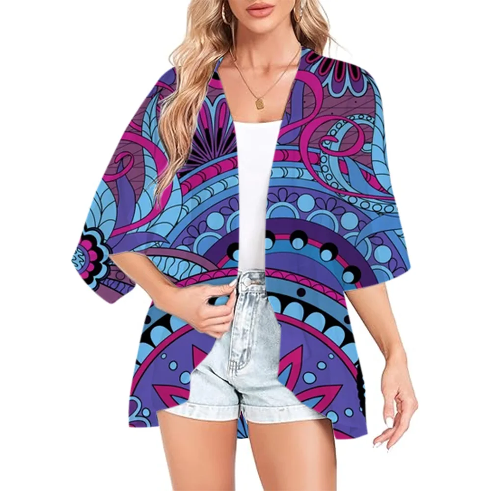 Women\'s Long Kimono Summer Beach Kimono Cardigan Ethnic Printed Pattern 3D Print Cardigan Tee Swimwear Jacket Large Size Loose