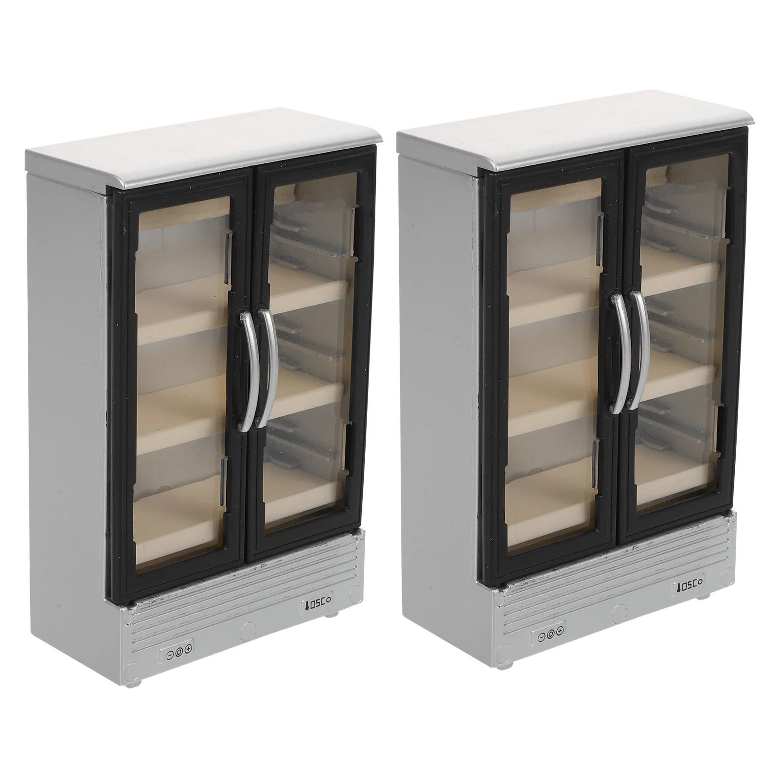 2pcs Mini Fridge Toy: Double Door Dollhouse Refrigerator For Kids Pretend Play Miniature Kitchen Furniture Set, Portable Plastic