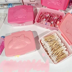 Cute My Melodys Storage Box Kawaii Hellos Kittys Flip Style Girls Jewelry Lipstick Small Item Multi-purpose Dust Storage Boxes