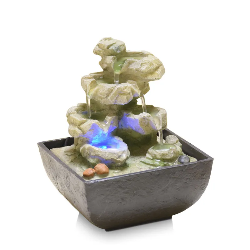 Indoor Relaxation Water Springs Fountain Resin-Rock Falls Tabletop Office for Stress Relief