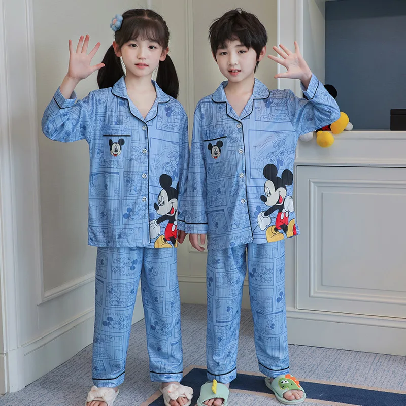 Children's Mickey Pajamas Set Sleepwear Pijama Suit Boys Girls Sleep Two Piece Set Autumn Kids Loungewear