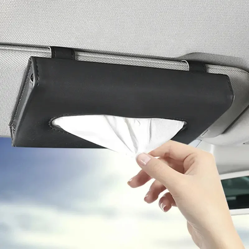 

1 Pc Creative Car Sunshade Tissue Bag Car Leather Tissue Box Sunroof Hanging Seat Car Tissue Box