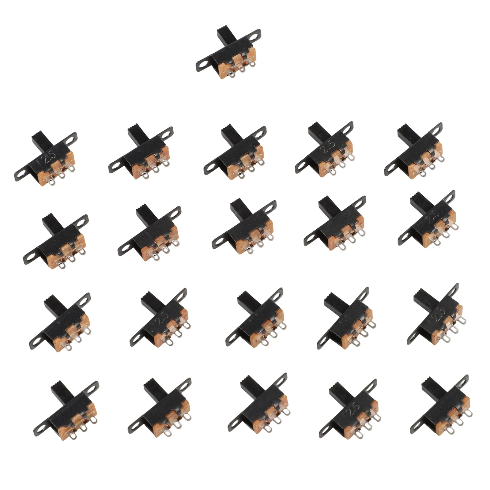 50 Pieces Mini Slide Switch Panel Mount 2 Position 3 Pin with Solder Lug Pin ON/OFF SS12F15 for Circuit Control and Prototyping
