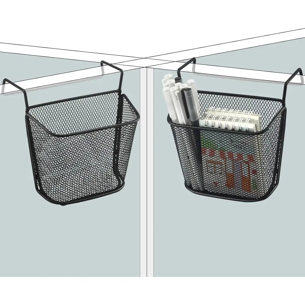 

Cubicle Hanging Basket for Office, Cubicle Accessories Easy Hang-on Metal Mesh Shelf Storage Organizer for Desk Partitions Cubic